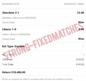 today correct score fixed matches